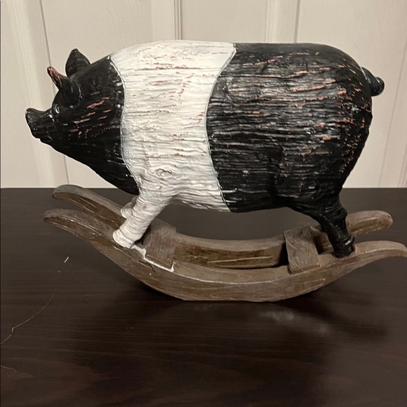 Black and White Rocking Pig Figurine - Picture 5 of 5